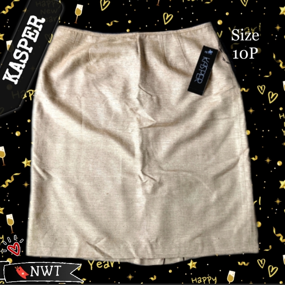 🔖Kasper golden silk work skirt, size 10P (NWT!)